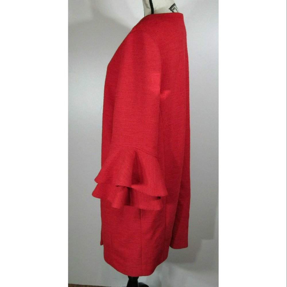 EMERSON ROSE Ruffle Sleeve Long Jacket, Red, Womens Size Large - Picture 5 of 9